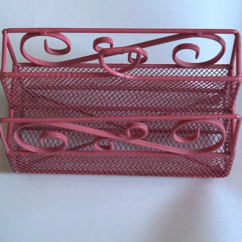 Vintage Pink Metal Napkin Holder